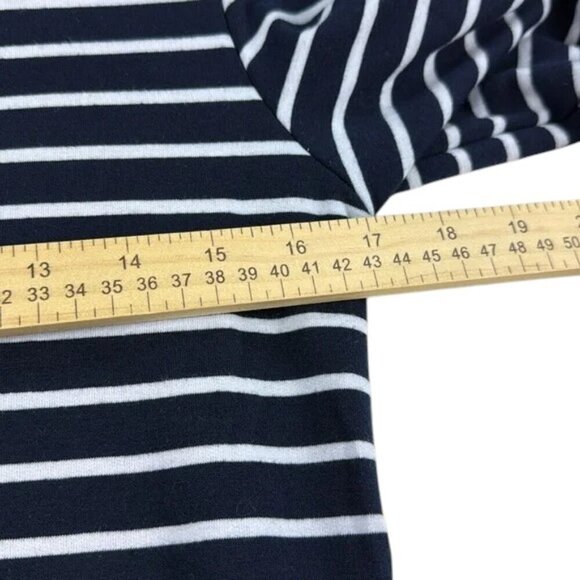 Coco & Main Cardigan Sweater Size L Blue White Aqua Striped Lightweight - Picture 6 of 7